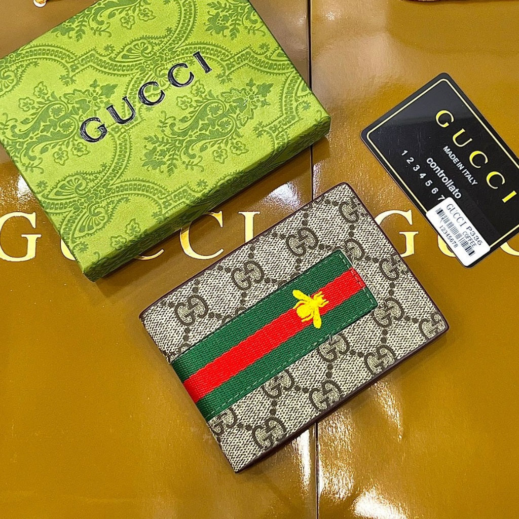 GUCCI LEATHER STRIPED MEN WALLET